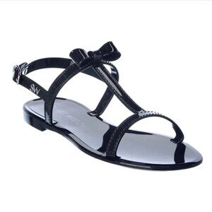 💕STUART WEITZMAN💕 Mellie Bow Jelly Sandal ~ Black US 9 New Without Box
